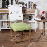 美式乡村复古餐椅餐厅欧式实木客厅家具书房椅咖啡椅布艺椅子橡木