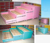 幼儿园木制三层四层推拉床儿童实木床抽屉床防火板上下拉拉床