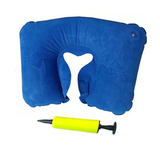 充气U型枕 旅游颈枕 乘车枕头 植绒便携旅行枕 保健颈椎枕送气筒