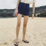 夏季女装韩版修身显瘦紧身侧拉链百搭学生弹力高腰牛仔裤短裤热裤