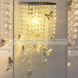 水晶壁灯床头灯LED不锈钢蝴蝶水晶玄关欧式美式田园卧室餐厅创意
