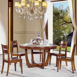 实木圆餐桌现代简约中式客厅圆形餐桌小户型饭桌全实木餐桌椅组合