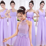 2016新款紫色伴娘服长款结婚姐妹裙短款姐妹裙晚礼服伴娘团礼服