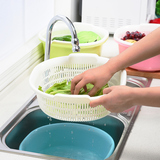 水果盘果篮塑料沥水篮子创意厨房用品优质双层洗菜蓝托盘滤水果盘