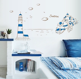 地中海蓝调建筑希腊圣托里尼城堡墙贴电视墙客厅沙发背景装饰贴画