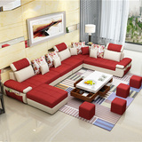沙发 皮布沙发 布艺沙发 简约现代大小户型转角客厅组合U型家具