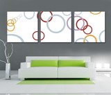 抽象简约圆圈几何图形客厅现代装饰画无框画背景墙壁挂画三联