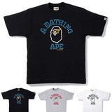 BAPE 日本代购 NEON COLLEGE 猿人猿头字母短袖T恤细线条纯棉潮牌