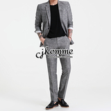 CJHOMME品牌夏季亚麻透气商务英伦时尚长袖长裤上班西服套装男824