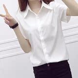 2016秋季衬衫女衬衣长袖纯白修身型韩版学生青少年纯色寸衫学院风