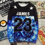 欧美潮原创男卫衣NBA詹姆斯23号拼接卫衣运动篮球嘻哈街头长袖衫