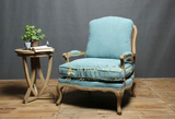 美式实木橡木多色单人沙发休闲椅法式欧式复古做旧书椅藤椅热销