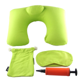 XF祥坊U型枕 纯棉外套充气枕可拆洗 眼罩 束口袋旅行三件套