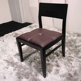 全实木水曲柳餐椅 梳妆椅现代简约皮面餐椅 黑色时尚休闲椅子