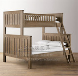 美式实木儿童床法式仿古做旧橡木双层床欧式上下床子母床实木童床