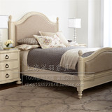 现货 美式实木床卧室白色布艺床后现代皮艺双人床宜家实木床婚床