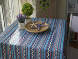 外贸瑞丽东南亚风情桌布泰式民族蓝桌布盖巾地中海波西米亚桌布