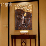 印象泰 泰国佛像佛脸手工木雕挂画 复古怀旧客厅墙壁装饰挂件