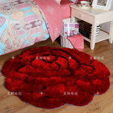 3D立体玫瑰花地毯韩国丝90*90 120*120玄关地毯时尚转椅地垫包邮