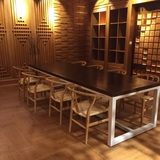 美式loft铁艺复古会议桌实木餐桌椅长方形电脑办公桌工作台咖啡桌