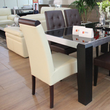 男人宜家餐桌餐椅组合实木特价家居 皮椅时尚简约米白色餐椅636