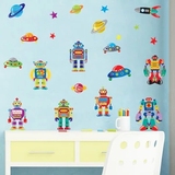 环保可移除墙贴纸 机器人 卡通儿童房墙上贴画幼儿园装饰墙壁贴纸