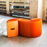 十八纸原创 橙色多人组合纸沙发圆椅子家具折叠便携收纳家具展示