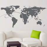 环游世界地图墙贴纸画企业办公室书房沙发墙壁装饰可移除贴画简约
