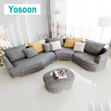 yosoon北欧韩式布艺弧形沙发组合可拆洗现代简约大小户型创意沙发