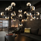 魔豆吊灯简约北欧创意吊灯美式LED复古铁艺玻璃圆球客厅餐厅吊灯