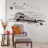 墙贴纸贴画现代简约线条欧式墙壁纸装饰个性黑白创意火车动车高铁