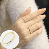 韩国代购正品14K金戒指 圆珠带钻细款指环黄金首饰K金女款戒指