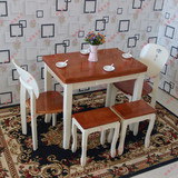 包邮地中海折叠餐桌椅组合田园小户型伸缩实木桌抽拉白色餐桌餐椅