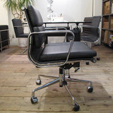 不锈钢真皮办公椅Eames Office Chair可旋转带扶手办公椅 书桌椅
