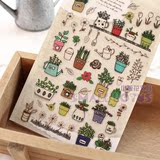 植物和花盆贴纸 韩国sonia文具 立体+平面贴纸 可爱手机装饰贴画