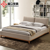 北欧现代布艺床可拆洗1.8米双人床实木床小户型布床卧室婚床软床