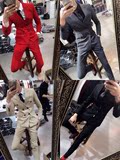 2016新款韩版英伦时尚修身男士双排扣西装套装纯色西服潮