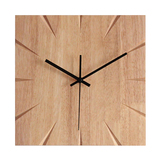 客厅挂钟实木创意正方形钟表简约现代卧室超静音挂表壁钟木质挂钟