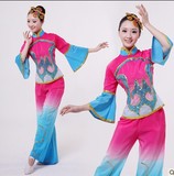 民族秧歌舞蹈演出服装 汉族广场健身服装 舞台表演服装 俏兰花女