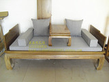 棉麻亚麻料红木实木中式古典罗汉床沙发单双床坐垫棕垫椅垫定做