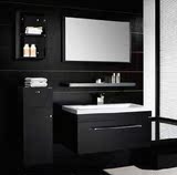 现货现代简约 经典黑色浴室柜PVC浴室柜橡木实木浴柜 浴室柜组合