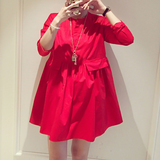 夏季新款孕妇装韩版上衣韩国时尚红色宽松春季长袖连衣裙