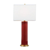 现代简约新中式红色直筒玻璃台灯北欧美式样板房客厅卧室装饰台灯