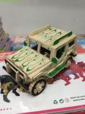 仿真儿童益智木质3d立体拼图智力手工diy拼装木制汽车模型小吉普
