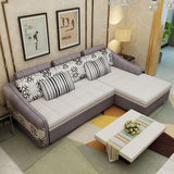 简约日式布艺沙发床组合现代小户型多功能两用折叠转角可拆洗沙发