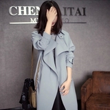 风衣女2016秋装新款韩版修身显瘦系带中长款风衣女式长袖薄外套潮