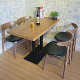 实木复古咖啡厅桌椅奶茶甜品店桌椅酒吧茶西餐厅餐桌水曲柳 组合