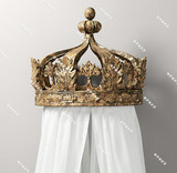 欧式实木雕花原木做旧皇冠床冠法式贵族罗浮宫婚庆床冠
