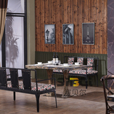 美式复古铁艺桌椅组合  西餐厅酒吧 电磁炉火锅桌长方形桌椅
