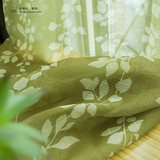 田园垂柳窗紗布料苎麻窗帘窗纱飘窗卧室客厅绿色透光帘子定制成品
